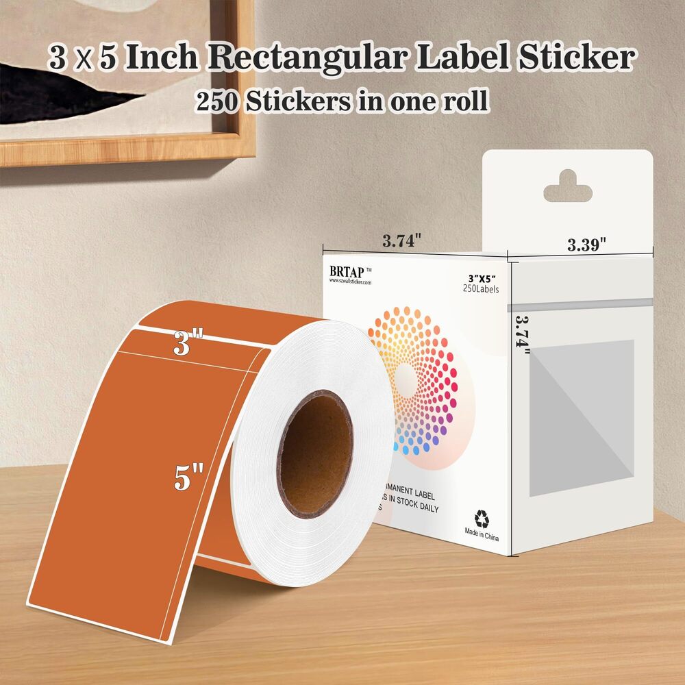 6260 Rectangular Color Coding Packing Labels 3X5 Inch 250 Per Roll, Tan - Picture 2 of 7